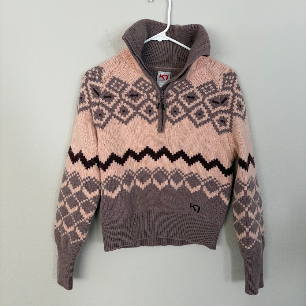 KARI TRAA Wool Blend Agnes Knit 1/4 Zip Sweater (S)